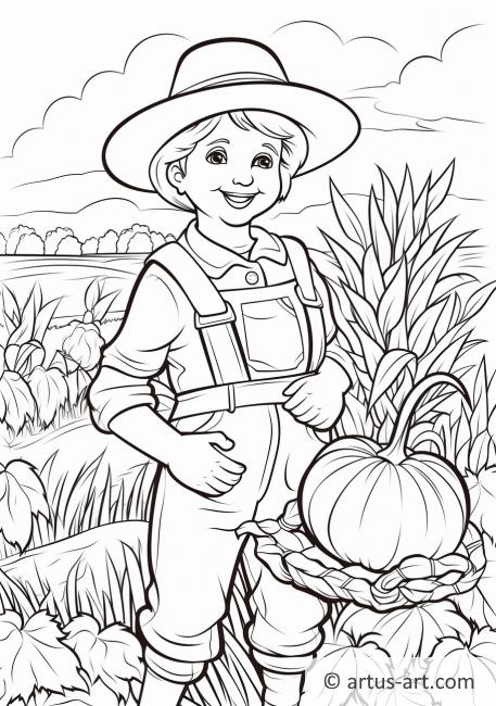 Página para colorear de la cosecha en otoño
